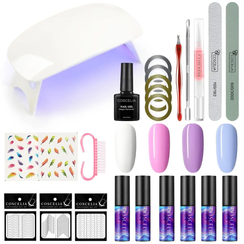 

Фонарь со светодиодсветодиодный УФ-лампой, лак для ногтей, инструменты для дизайна ногтей, наклейки, портативный Дорожный комплект для диза...