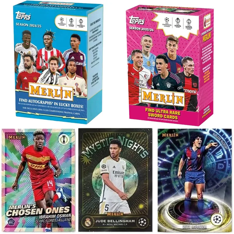 Фото Коллекционные карточки Topps Merlin European War 2023-2024: Набор для хобби, розничная упаковка, коллекция карточек футбольных звезд Ямала, праздничный подарок, игрушка №1