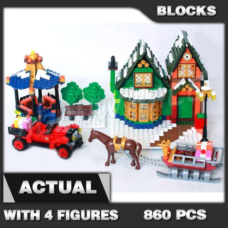 

860 шт., Детский конструктор «Зимняя деревня»