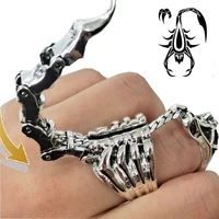punk scorpion ring heavy rock joint rings for man woman vintage cool gothic scroll armor knuckle metal full finger accessories