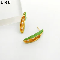 trendy jewelry geometric green earrings personality design high quality brass white bead drop earrings for women party gifts