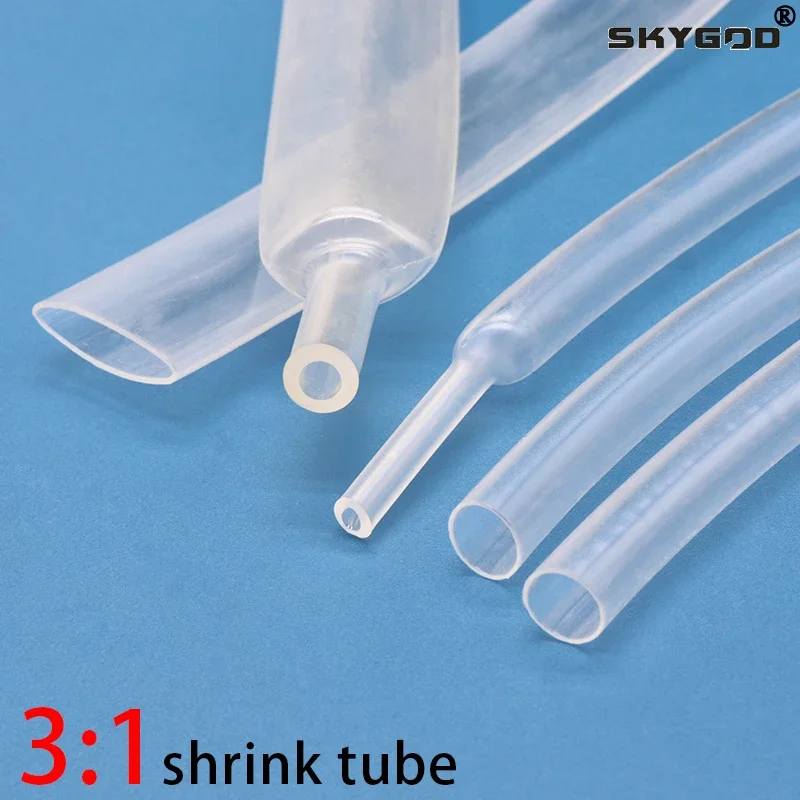 

1 м прозрачная термоусадочная трубка 3:1 с двойными стенками, диаметр трубки 1,6 2,4 3,2 4,8 6,4 7,9 9,5 12,7 15,4 19,1 25,4 30 мм