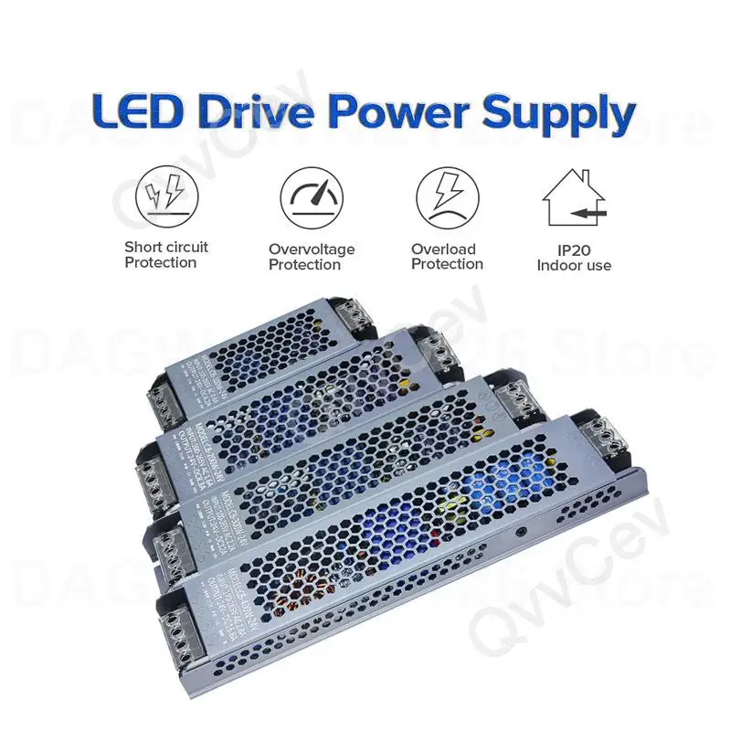

DC12V/24V Ultra Thin LED Power Supply Lighting Transformers Adapter Switch 36W 60W 100W 150W 200W AC110-265V For LED Strips U26