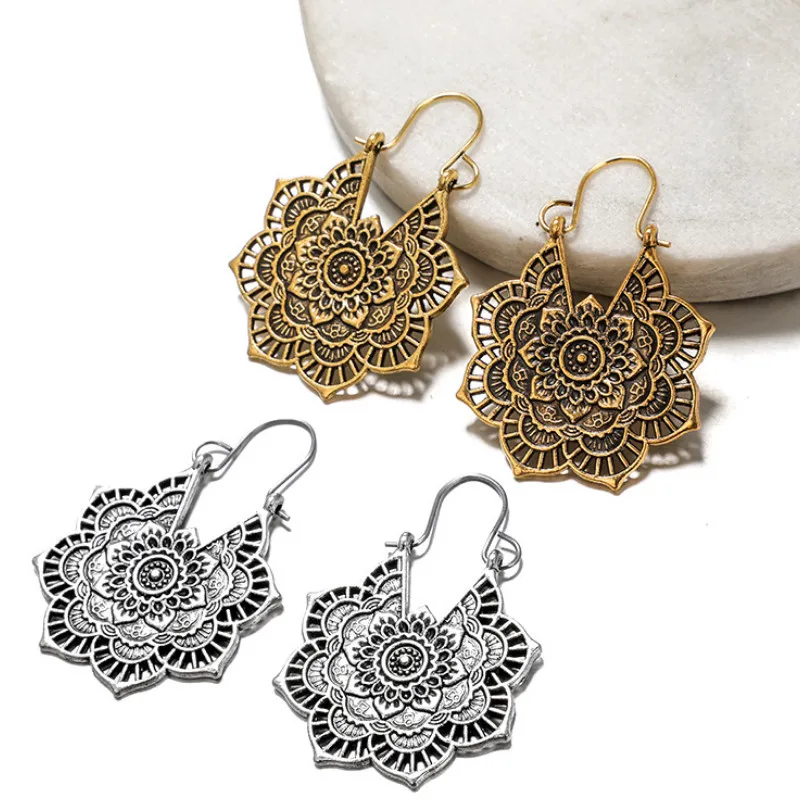 

Creative Simple Earrings for Women Ethnic Metal Cutout Flower Earring Jewelry