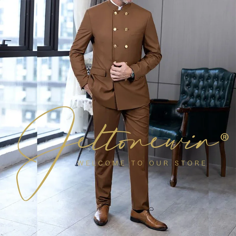 Men's Suits Elegant Slim Fit Male Blazer Peak Lapel Latest 2-Piece (Jacket+Pants) Terno Masculino Completo Trajes Para Hombre