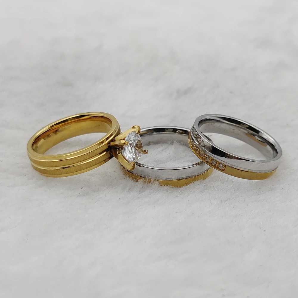 Bridal Jewellery Dubai Wedding Proposals Finger Ring Affordable 18k Golden Titanium Woman Marriage Zircon Rings Couples