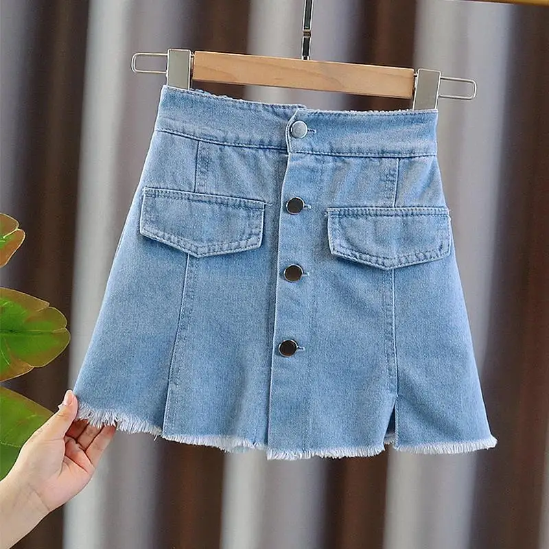 

Kids Girls Denim Shorts Tassel Children Casual Jean Skirt Pants 2022 New Arrival Summer Shorts Teenage Girls Blue Cotton Shorts