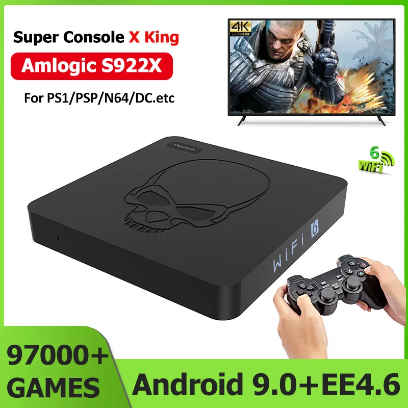 

Beelink Video Game Consoles Super Console X King S922X Chip For SS/PS1/PSP/DC/N64/MAME 97000+Games WiFi 6 Android TV 9 Game BOX