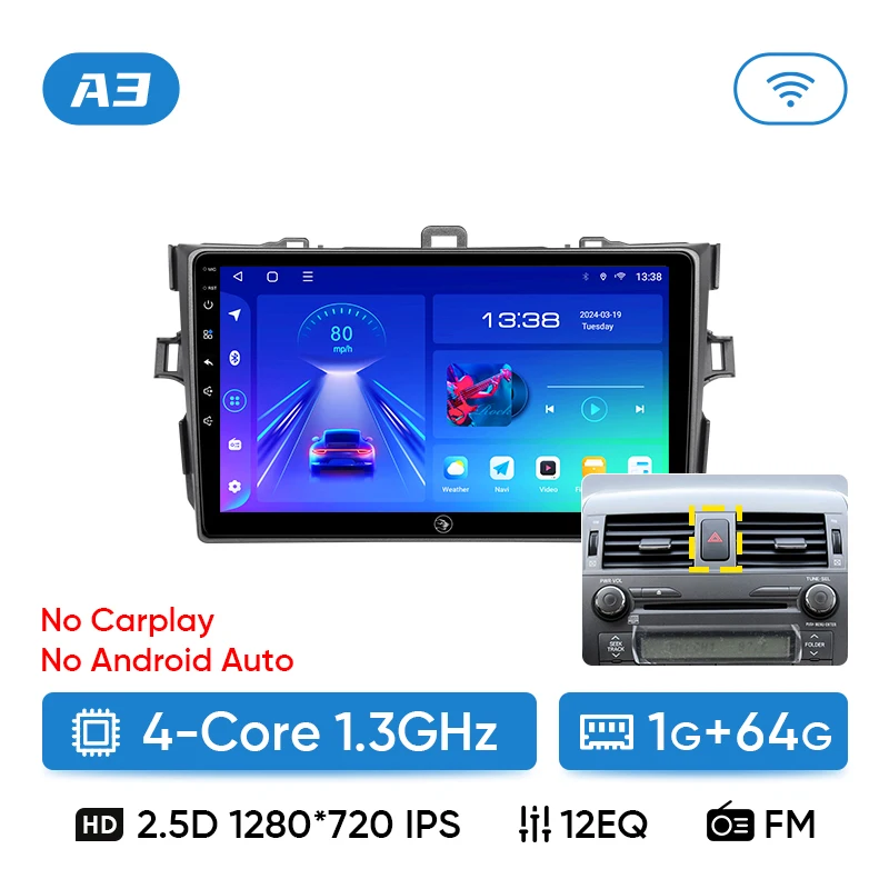 

Автомобильный радиоприемник Ainavi для Toyota Corolla E140 E150 Auris 2005-2013, беспроводной Carplay, Android, автомобильный мультимедийный плеер, GPS 4G 2 Din