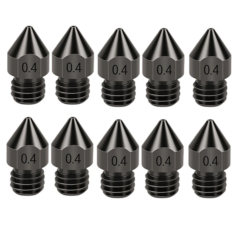 

10PCS MK8 Hardened Steel Nozzle Print Head Consumables 1.75/0.4mm 3D Printer Extruder Nozzles for Ender3/V2/PRO