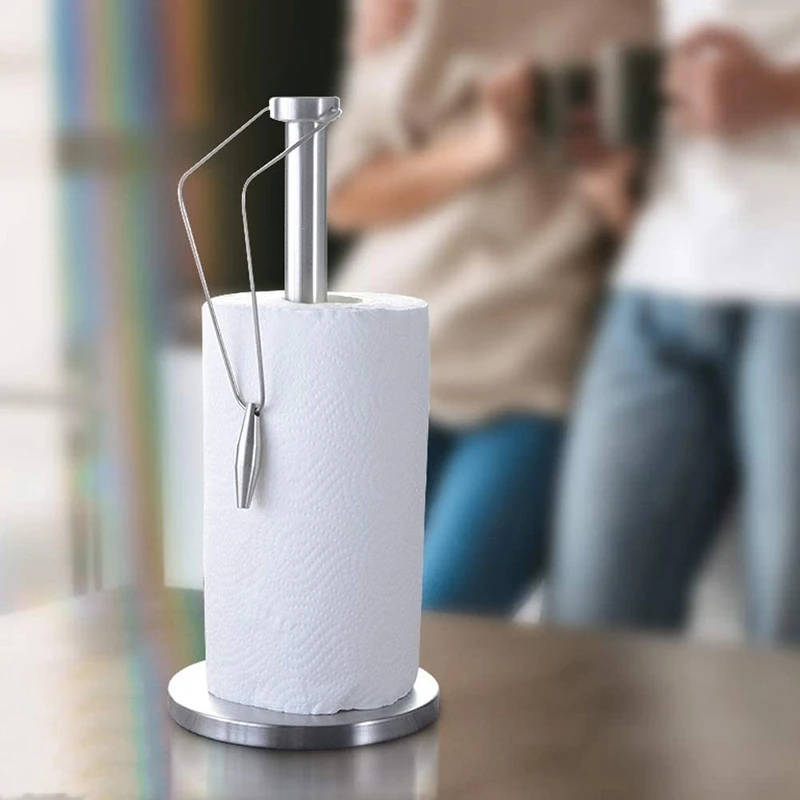 Holder Stand With Base For Kitchen,stainless Steel Paper Towel Dispenser,prevent Paper Rolls From Falling