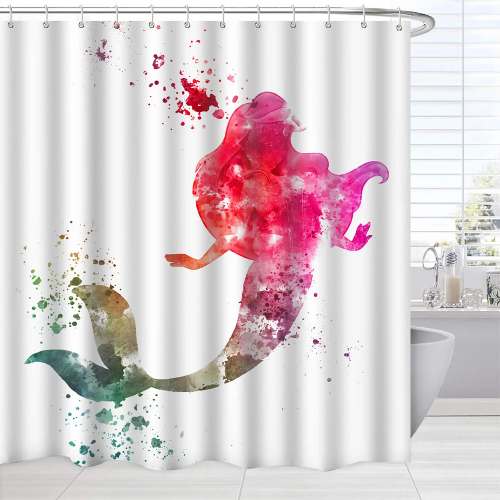 Ful Purple Hair Seaweed Bath Decor Set Waterproof Fabric