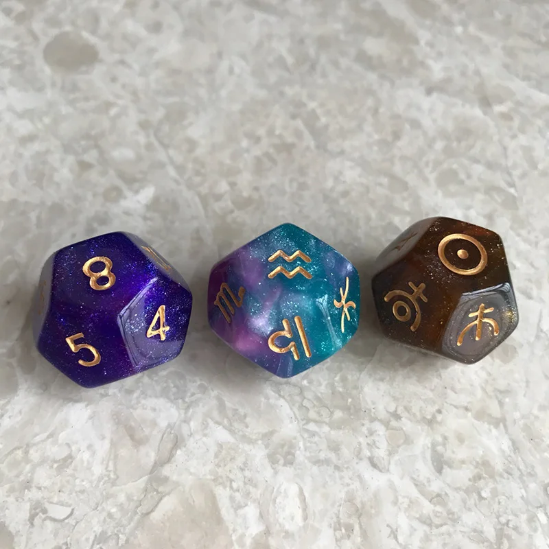 3PCS/LOT Divine Dice Two-color Glitter Acrylic 12 Sides Tarot 20*20mm |