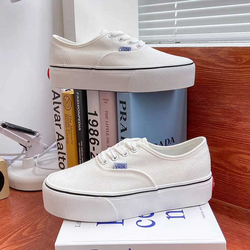 Summer Thick Soled Canvas Shoes for Women Green Temperament Casual Sports Shoes Korean Version Increase Breathable Student Shoes