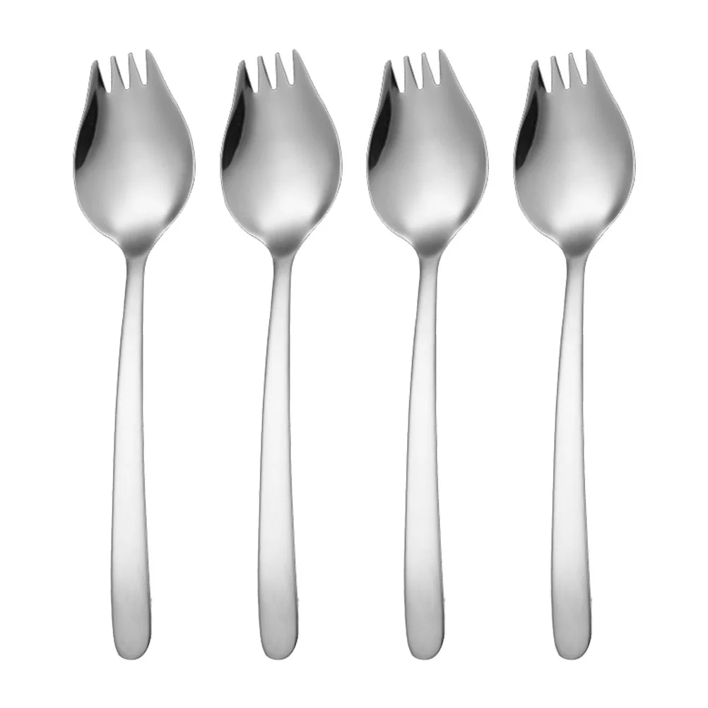 

4 Spoons Reusable Cake Fork Stainless Steel Spork Salad Spoon Picnic Spork Spork Utensil Salad Server