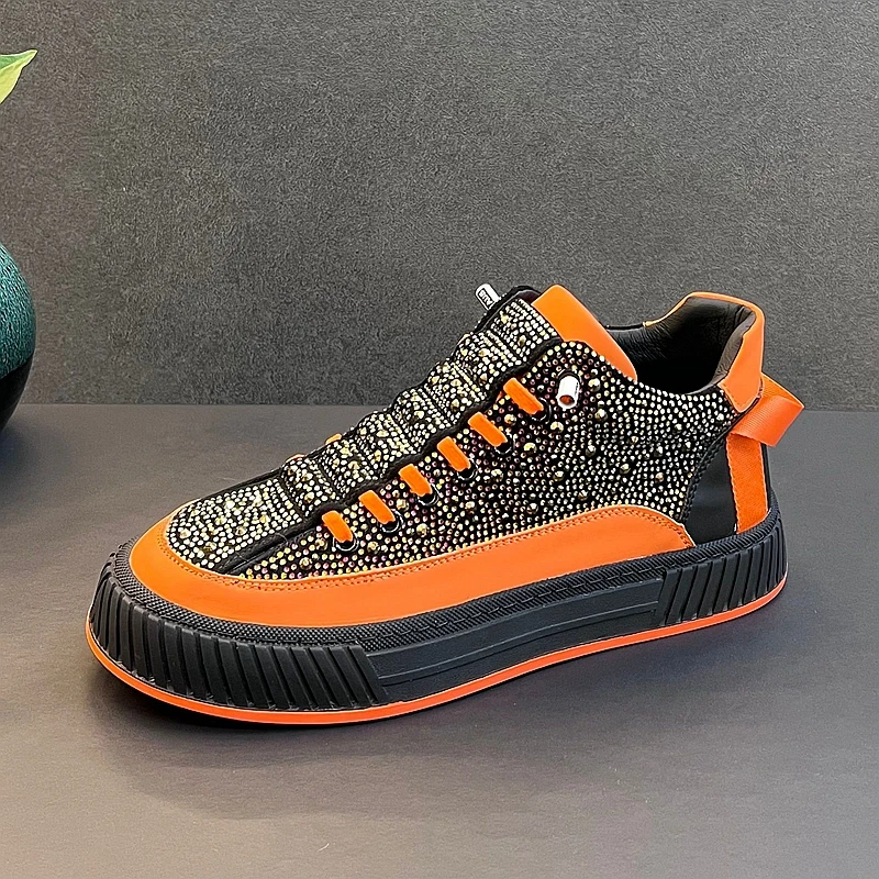 

New Arrival Men Fashion Casual Crystal Shoes Spring Autumn Luxury Designer Youth Trending Punk Style Popular Chunky Sneakers