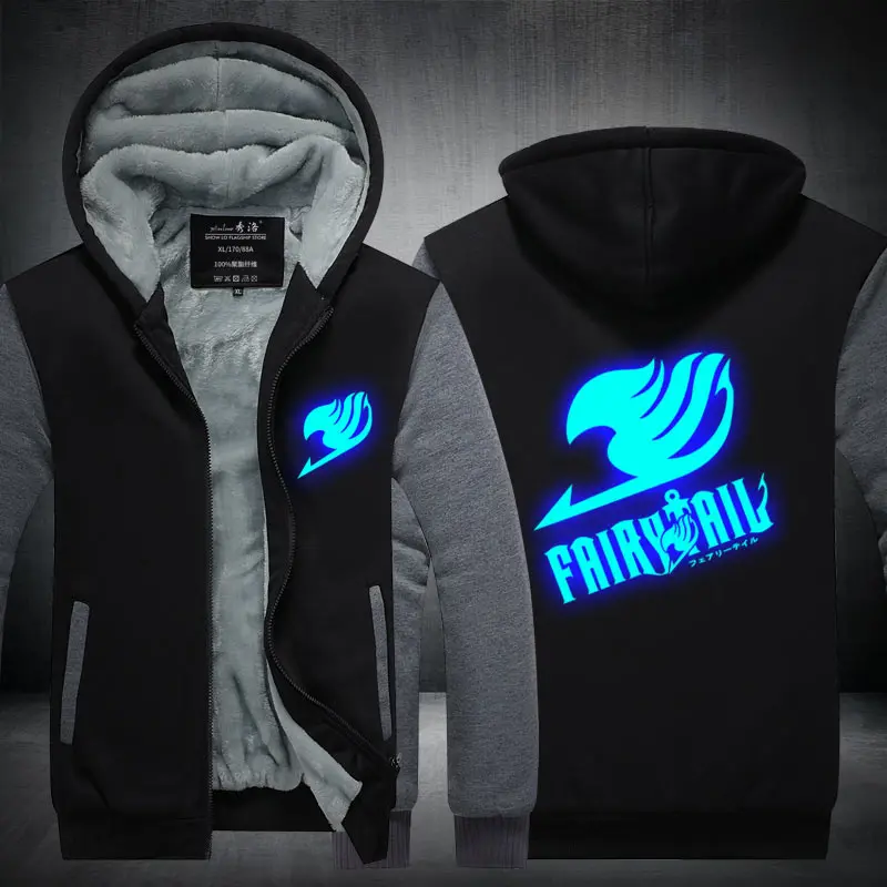 

Fairy Tail Cosplay Winter Men Casual Thick Warm Coat Male Zipper Hooded Fleece Long Sleeve Jacket Solid Color Parkas Outerwear
