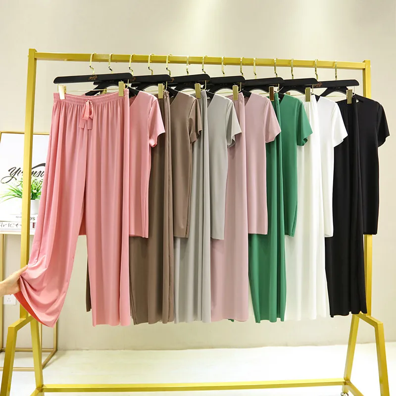 

Autumn Loose Homewear Suit for Women Pajamas Pants Set Female Home Clothes 2 Pieces Set Lady Home Suit Summer Women Lounge Wear