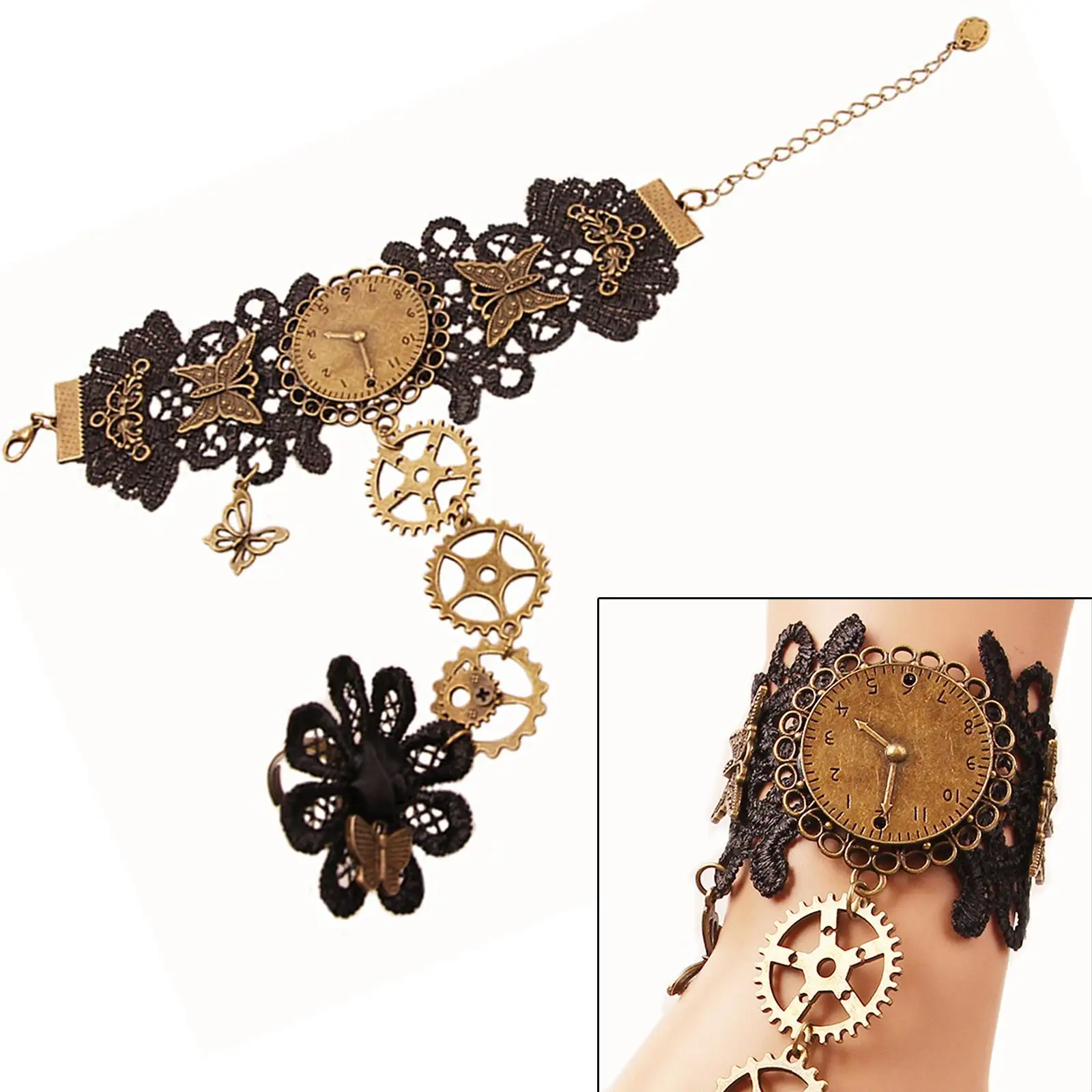 Браслет кружевной без пальцев аксессуар в готическом стиле для косплея