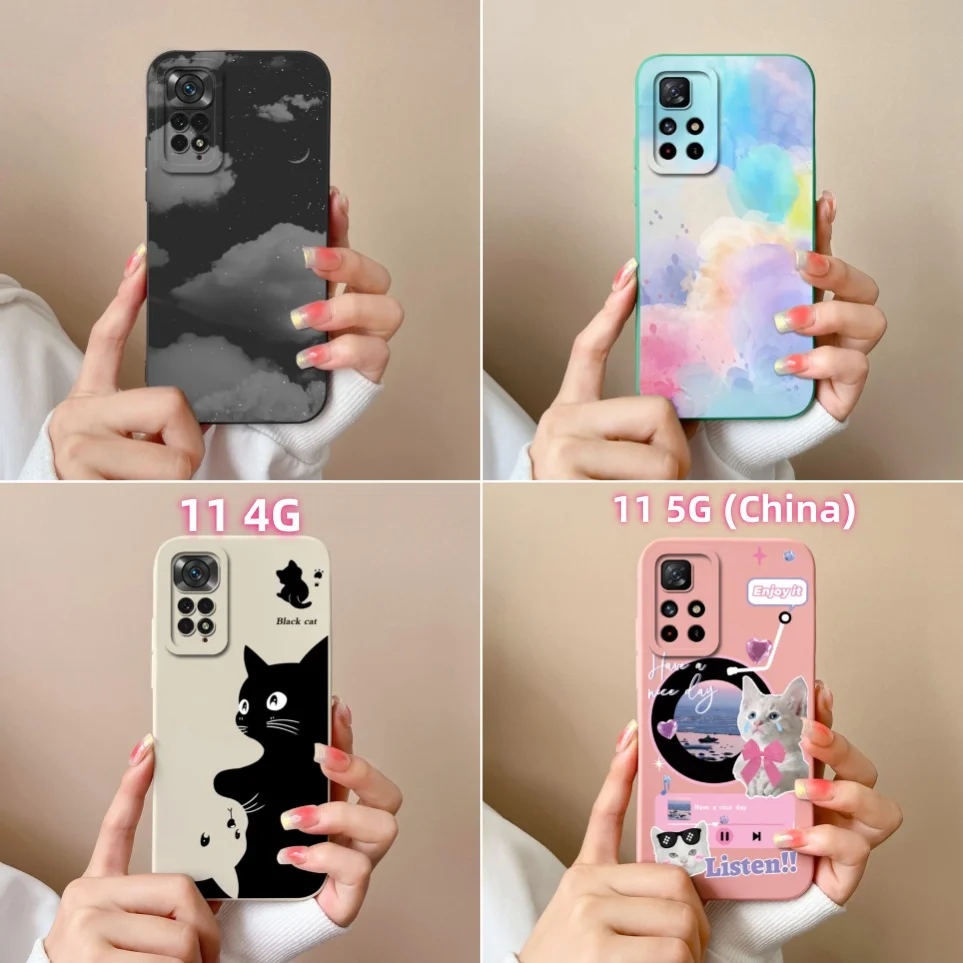 Чехлы для Xiaomi Redmi Note 11 чехол с бабочкой мягкий силиконовый прочный 4G Coque Redmi11 5G