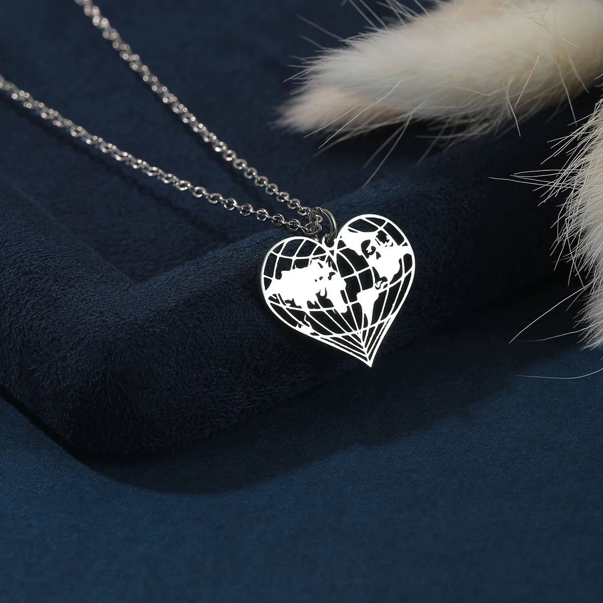 Todorova Origami Earth Necklace World Map Pendant Men Women Stainless Steel Jewelry Birthday Gift