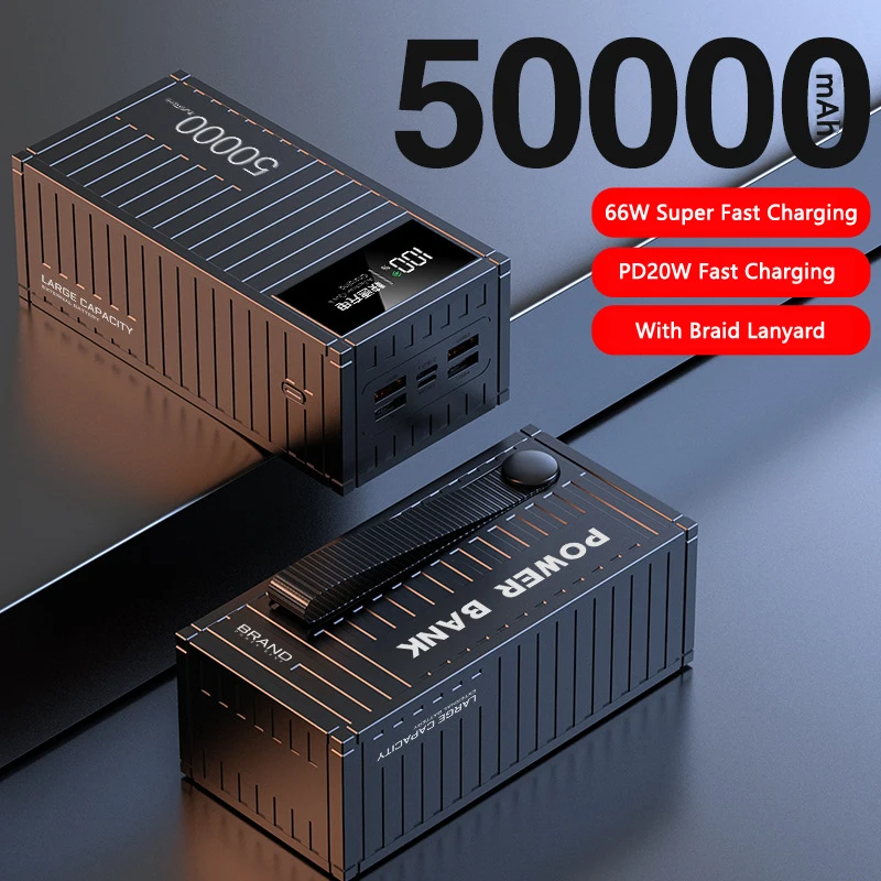 66 Вт сверхбыстрая зарядка Power Bank 50000 мАч Портативное зарядное устройство Внешний