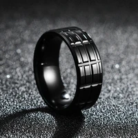 2022 trendy stainless steel men ring width 8mm simple cool black finger ring for men jewelry gift