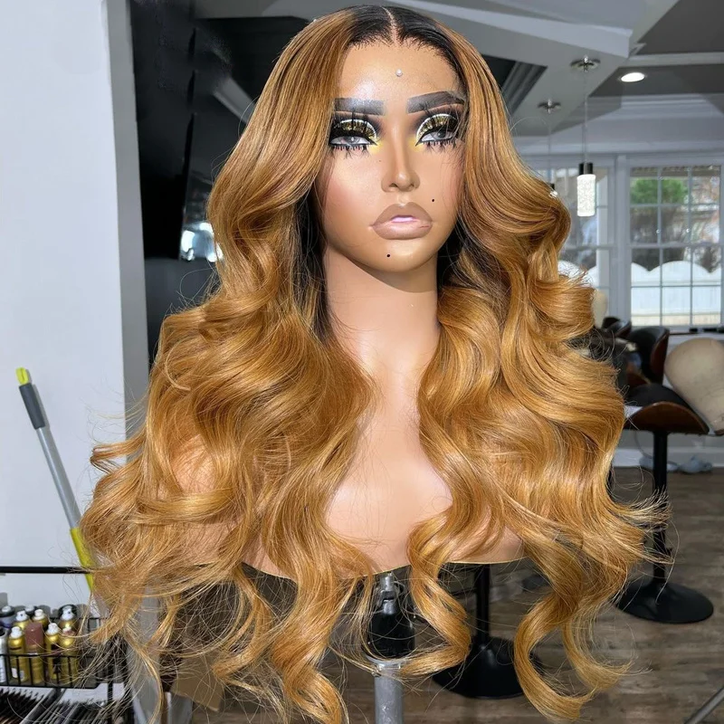 13x4 Lace Front Wig With Baby Hair Ombre Blonde Long Body Wave Brazilian Human Hair Wigs Pre Plucked Glueless For Women