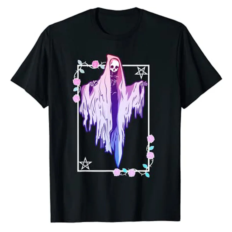 

Pastel Goth Ghost Tarot Style T-Shirt Halloween Costume Gifts Funny Gothic Clothes Short Sleeve Blouses Fashion Graphic Tee Tops