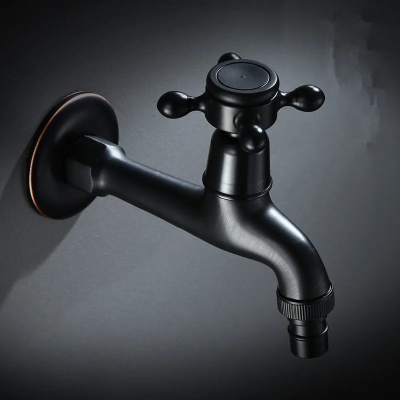 

Modern Black Bronze G1/2 Decorative Outdoor Faucet Garden Bibcock Tap Bathroom Washing Machine Mop Faucet Garden Faucet