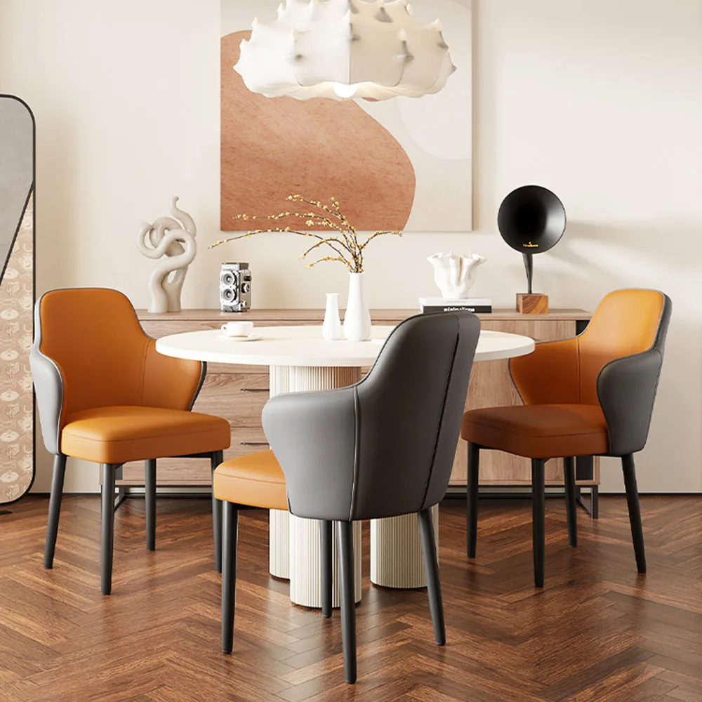 

Restaurant Dinette Chairs Table Dining Leather Luxury Desk Nordic Armchair Lounge Back Support Sillon Individual Home Furniture