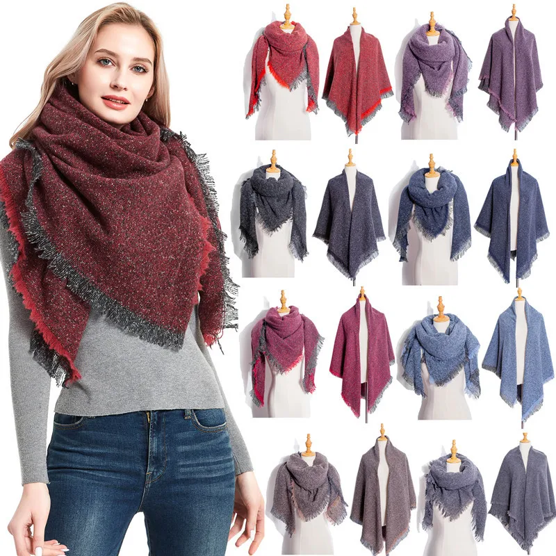 

Triangular Scarf Women Warm Winter Solid Scarf Pashmina Luxury Brand Neck Bandana Pashmina Lady Wrap