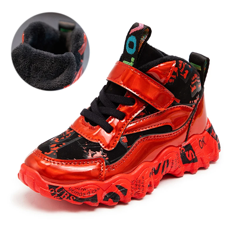 

Детские зимние кроссовки из ПУ кожи, на толстой нескользящей подошве