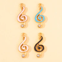 20pcs 922mm 4 colors funny enamel musical note charms alloy zircon pendant for diy necklaces earrings handmade jewelry making