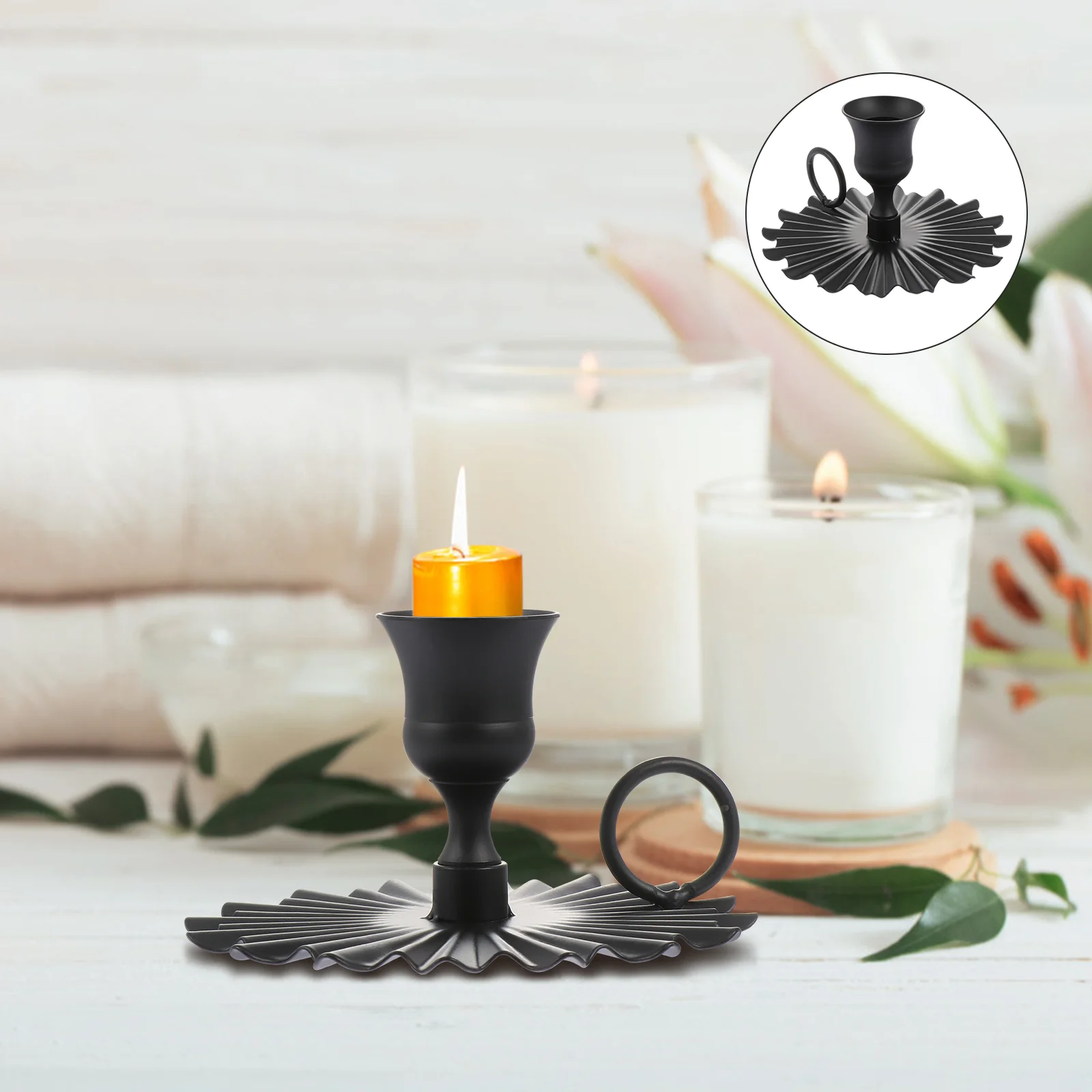 

1Pc Christmas Candlestick Stand Christmas Holder Pillar Holder Cast Iron Candlestick Holder Tealight Holder