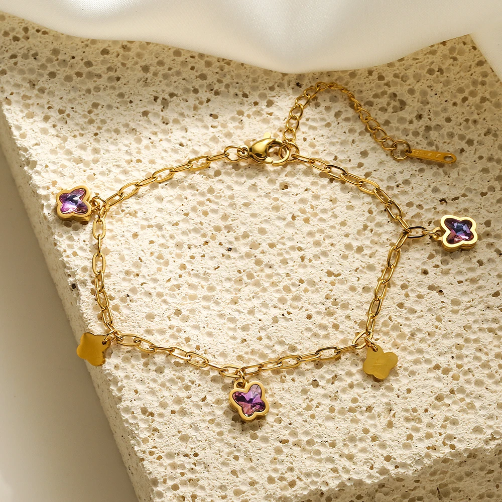 Браслеты NEWBUY из нержавеющей стали 316L золотого цвета с подвесками для женщин