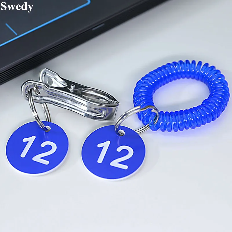 

Numbers Tags 1-100 Round Numbered Tags Plastic Small Key Tags Keychains With Key Rings Clip Wristband Sauna Number Sign Holder