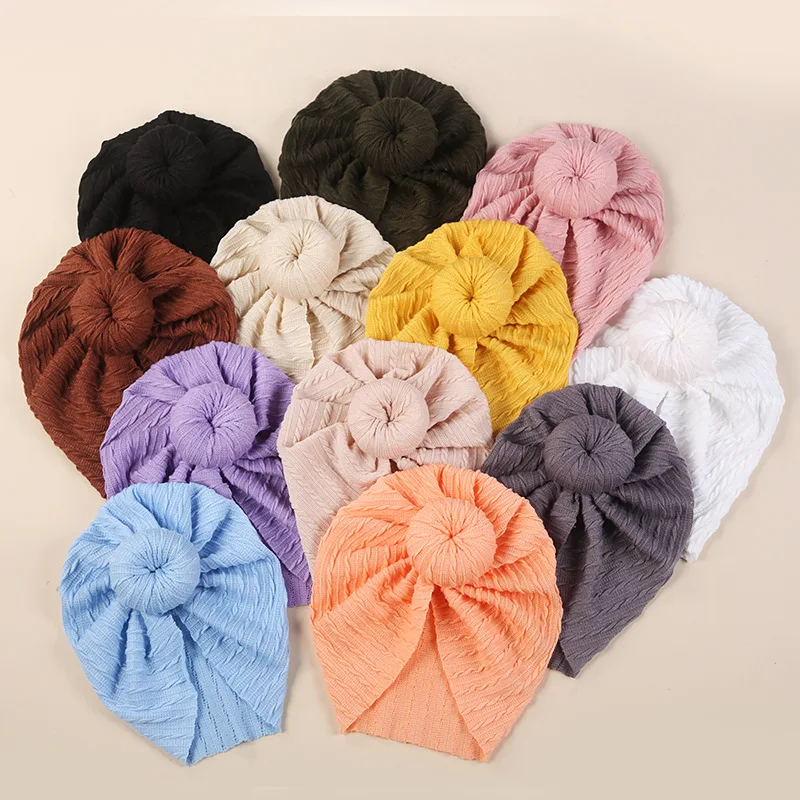 

Baby Girls Boys Turban Hat Solid Color Knotted Beanie Bonnet Caps Autumn Winter Warm Soft Cap Kids Baby Accessories For Newborn