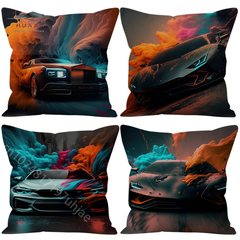 

Neon Dream Car Pillow Case Peach Skin Backrest Chair Pillowcase Pillowcases Cushion Cover 45*45 Decorative Pillows for Sofa