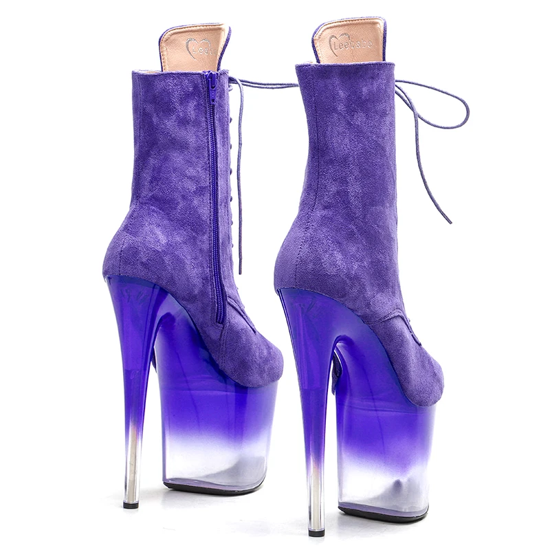 Leecabe 20CM/8Inch Suede Upper sexy  model for  lady ankle boots High Heels platform  Pole Dance boot