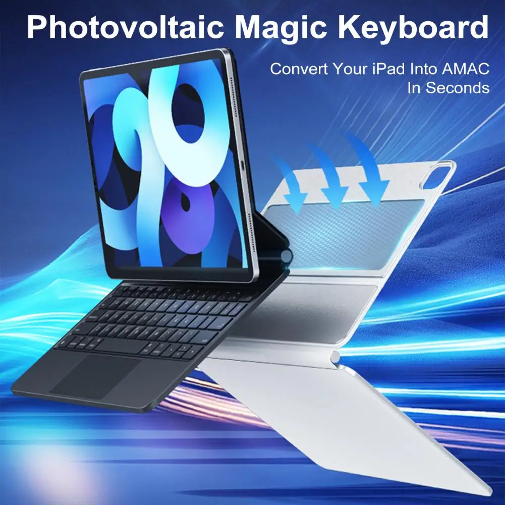 Фотогальваническая клавиатура для IPad 10 9/11/12 9 дюймов IPX7 Водонепроницаемая Type-C 3 в 1