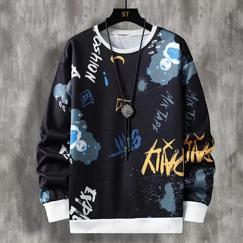 

Spring Autumn Men's Sweatshirt Japan Fashion Streetwear Print Long Sleeve Tops Men Trend Men Clothing Harajuku Pullover Hoodie