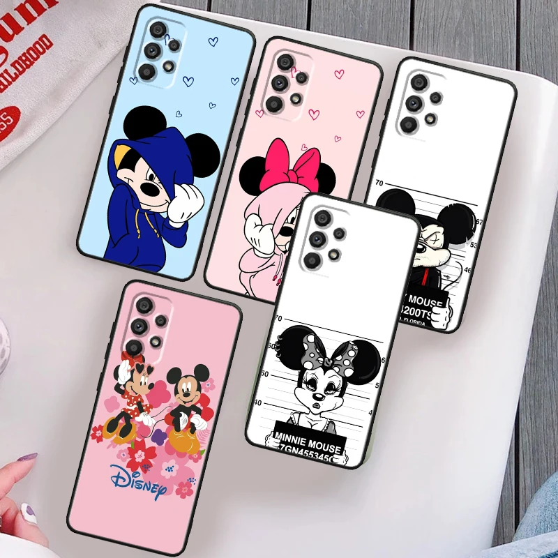 

Minnie Mickey mouse love Phone Case For Samsung A53 A52 A33 A32 A51 A71 A21S A13 A73 A50 A22 A23 A03 S A72 A54 A12 5G Black
