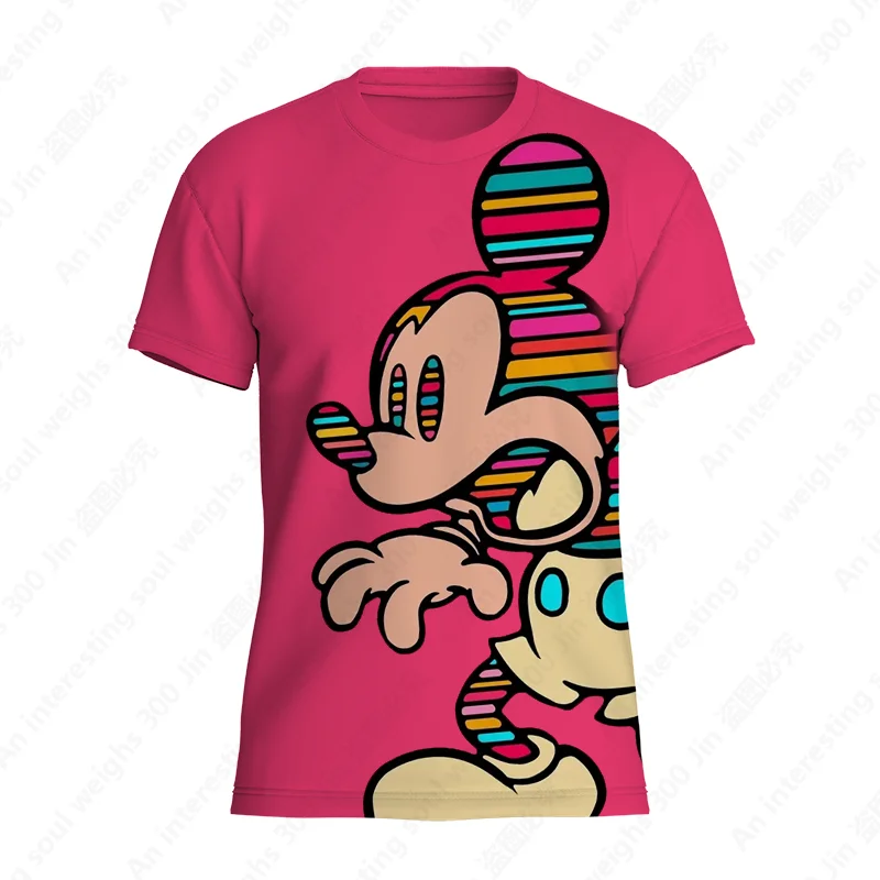 

2022 New Disney Mickey and Minnie Cartoon 3D Printing Men Ladies T Shirt Summer Loose Clothes Retro Short Sleeve Fashion Kids O