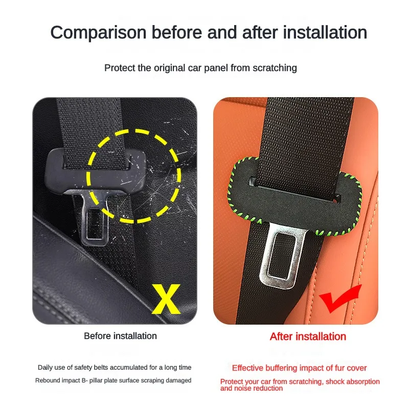 

Universal Car Seat Belt Buckle Clip Protector leather Interior Button Case Anti-Scratch Cover Safety Accessories