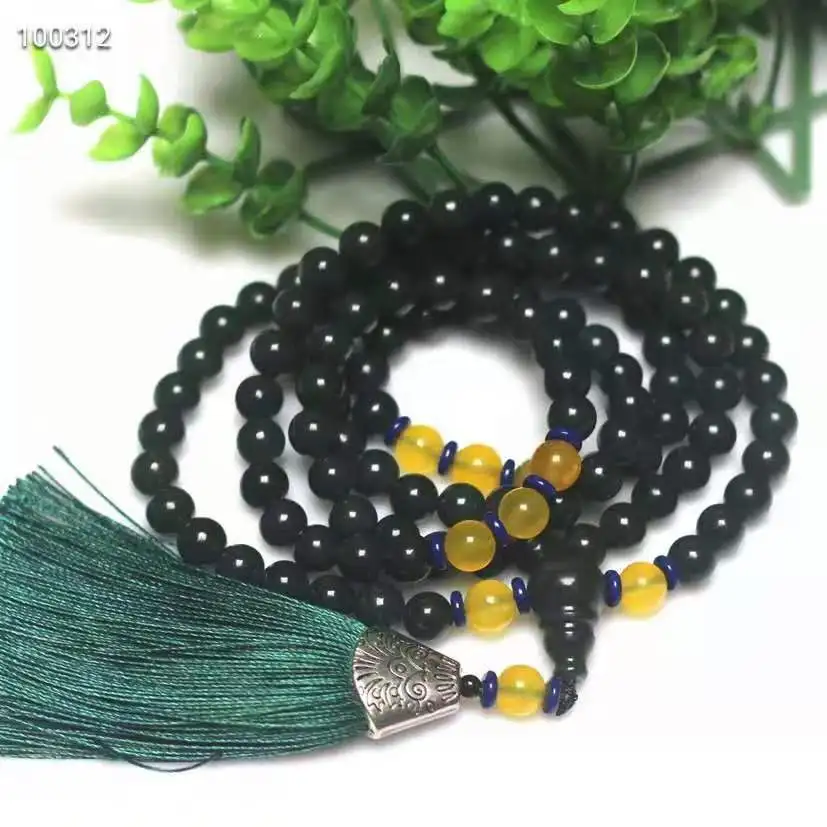 

Hot Selling Natural Hand Hetian Cyan Jade 108 Grain Bracelet Fashion Jewelry Accessories Men Women Luck Gifts