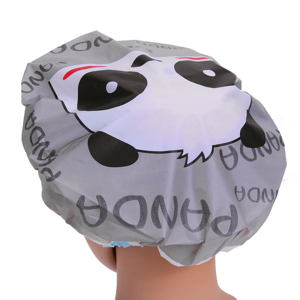 

2 Pcs Panda Cute Cartoon Women's Shower Cap Color Bath Shower Hair Cover Adult Waterproof Shower Cap Chinese Panda