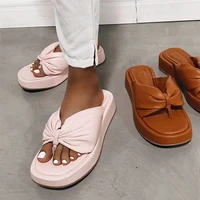 summer 2022 women platform sandals womens open toe beach shoes sandals simple casual slippers flip flops large size brown