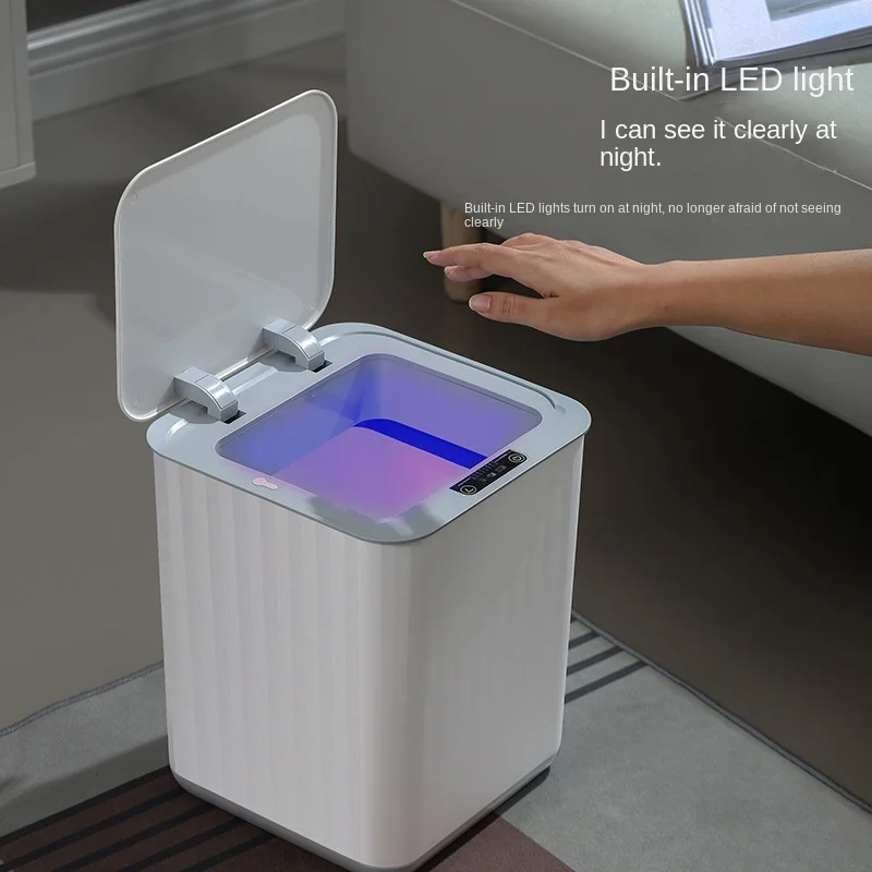 

18L Luminous Smart Trash Can High-value Home Kitchen Living Room Indoor Spray Disinfection Folding Automatic Induction Storage
