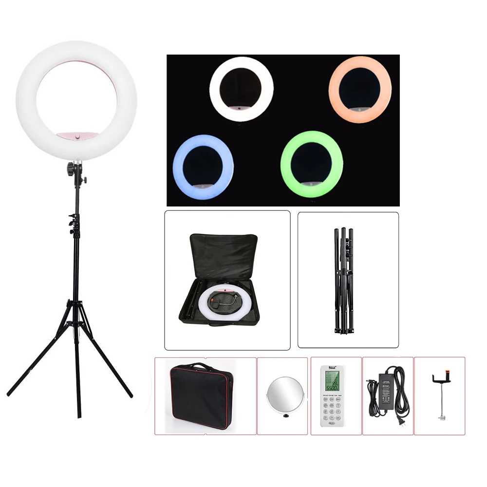 

Yidoblo FC-480 RGB APP Control Ring Light LED Video Light Beauty Nail Skin Photography Movie Studio Ring Lamp +tripod + Bag